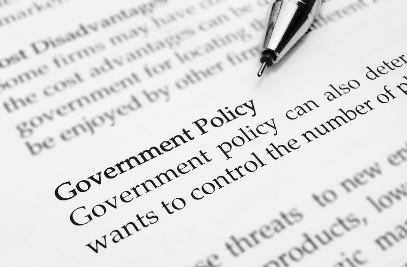 definition of government policies written down and how to implement policy