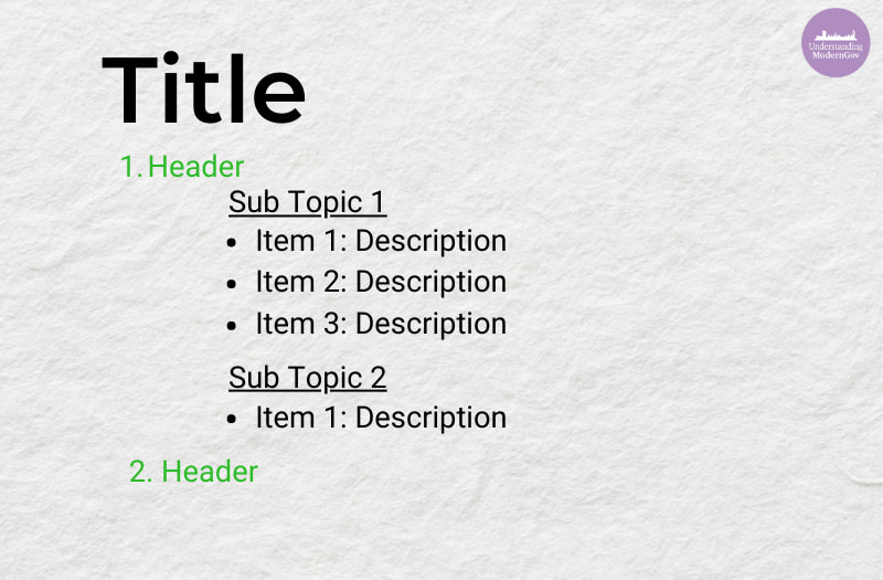 Outline note-taking method