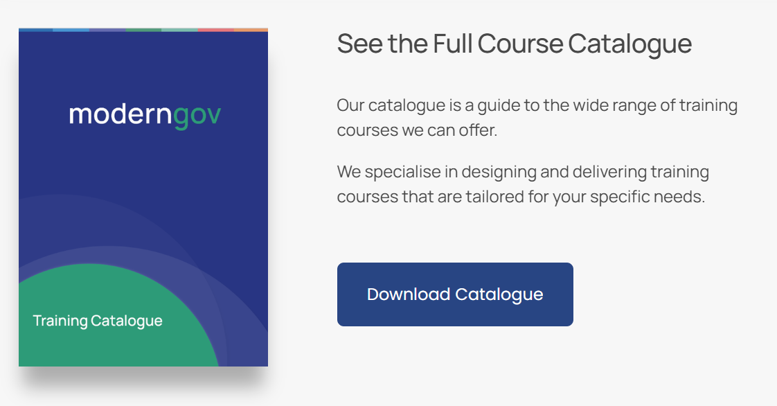 Training Course Catalogue for ModernGov