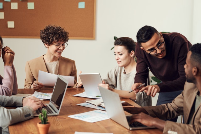 A group of happy and productive employees