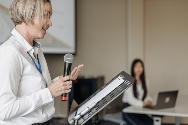 Person preparing their bid presentation to clients