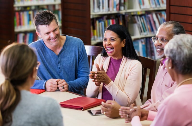 Five people learning about behavioural skills training